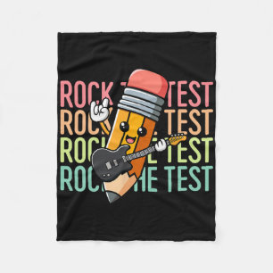 Rock The Test Day Teacher Testing Day Motivational Fleece Blanket