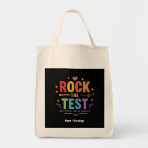 Rock the Test Don’t Stress Funny Motivational Tote Bag