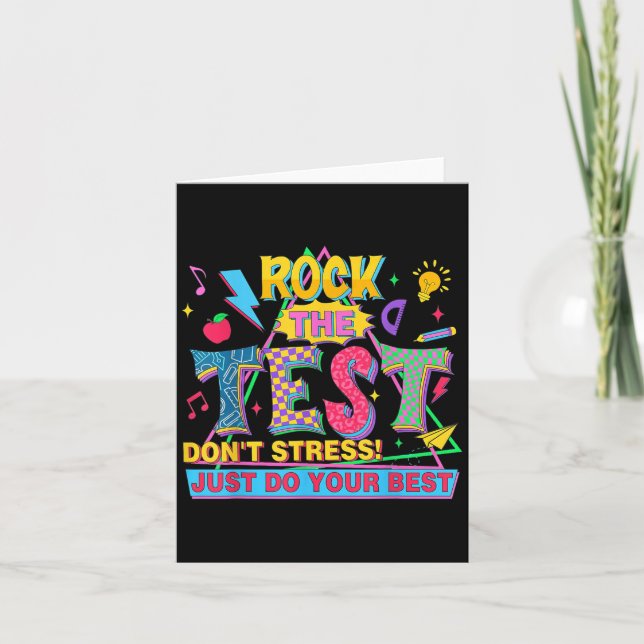 Rock The Test Dont Stress Motivational Teacher Tes Card (Front)