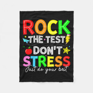 Rock the test funny for teacher students kids wome fleece blanket