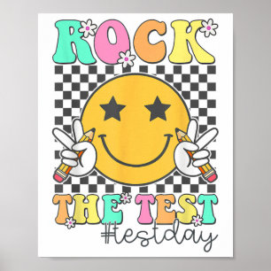 Rock The Test Motivational Test Day Smile Face Tes Poster
