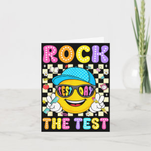 Rock the test smile face sunglasses teacher school card