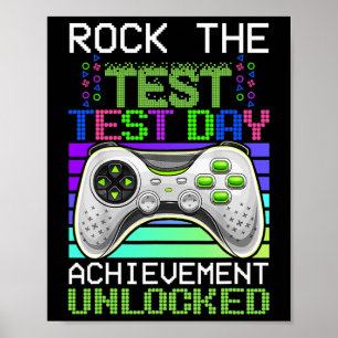 Rock The Test Teacher Day Gaming Gamer Test Day Un Poster