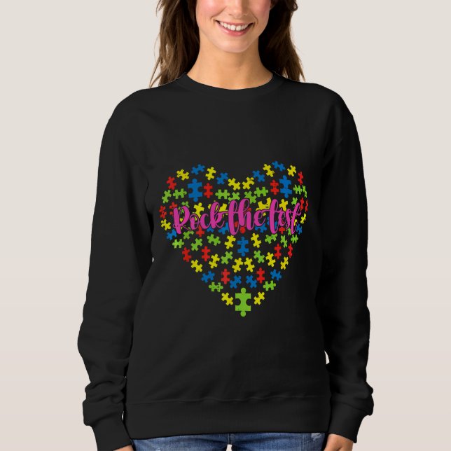 Rock The Test Teacher Test Day Autism Awareness Te Sweatshirt (Front)
