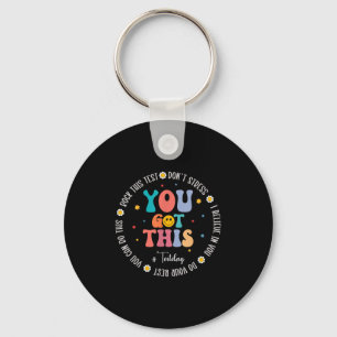 Rock The Test Teacher Testing Day Motivational Tes Key Ring