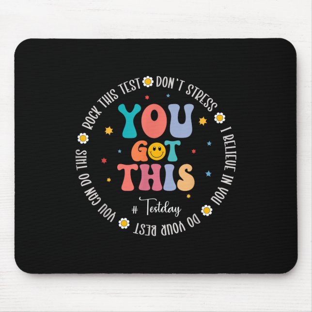 Rock The Test Teacher Testing Day Motivational Tes Mouse Pad (Front)