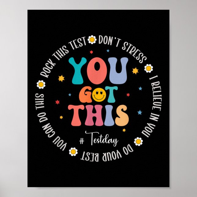 Rock The Test Teacher Testing Day Motivational Tes Poster (Front)