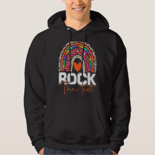 Rock The Test Test Day Teacher Rainbow Leopard Tes Hoodie