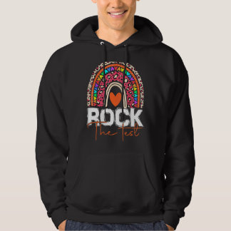 Rock The Test Test Day Teacher Rainbow Leopard Tes Hoodie