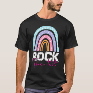 Rock The Test Test Day Teacher Rainbow Leopard Tes T-Shirt