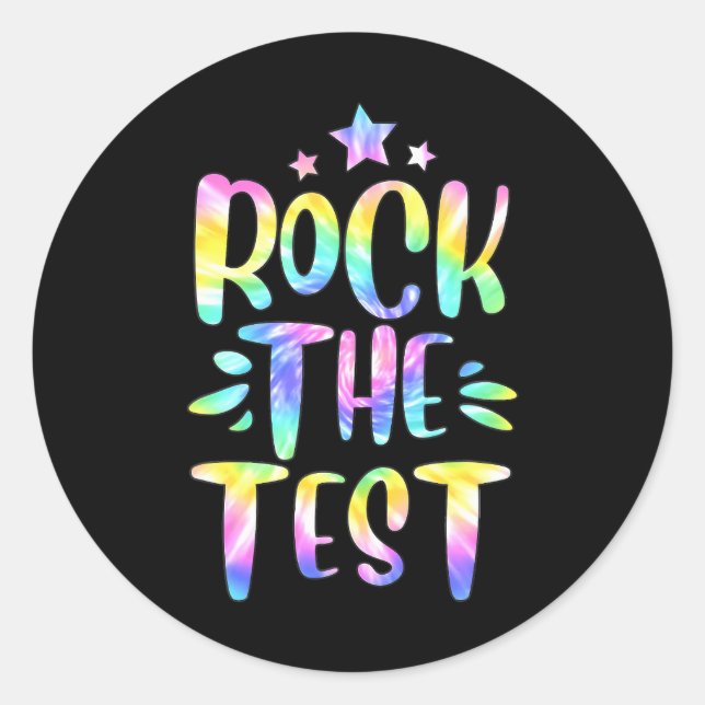 Rock The Test Testing Day Motivational Classic Round Sticker (Front)