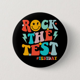 Rock The Test Testing Day Motivational Students Ki 6 Cm Round Badge