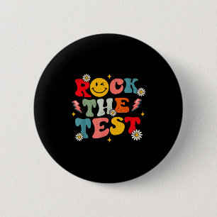 Rock The Test Testing Day Retro Motivational Teach 6 Cm Round Badge