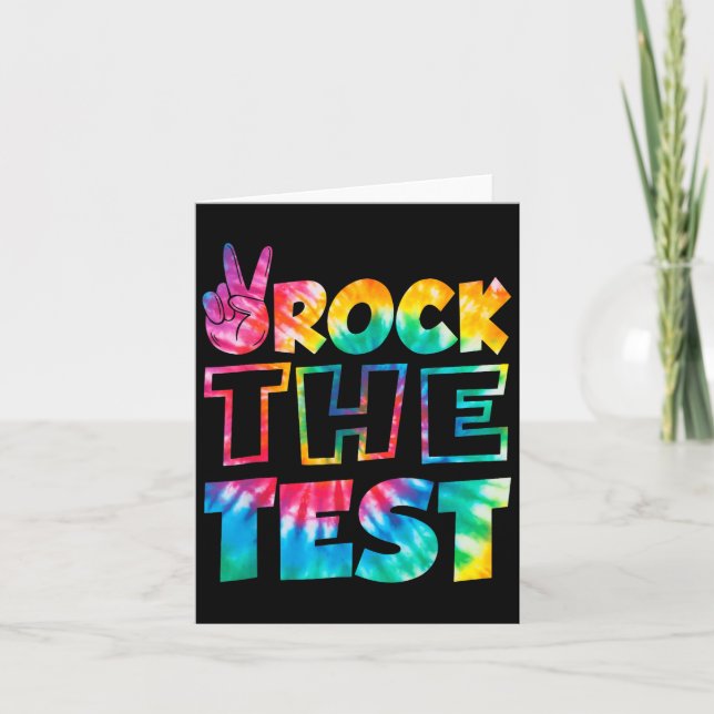 Rock The Test Testing Day Retro Motivational Teach Card (Front)