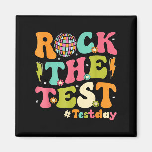 Rock The Test Testing Day Retro Motivational Teach Magnet
