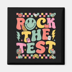 Rock The Test Testing Day Retro Motivational Teach Magnet
