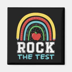 Rock The Test Testing Day Retro Motivational Teach Magnet