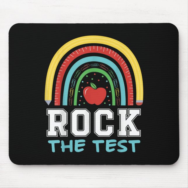 Rock The Test Testing Day Retro Motivational Teach Mouse Pad (Front)
