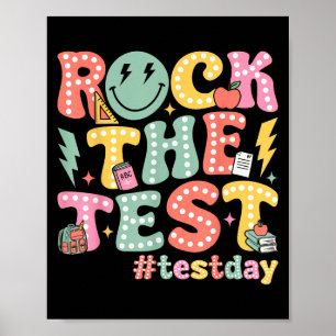 Rock The Test Testing Day Retro Motivational Teach Poster