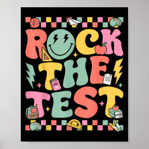 Rock The Test Testing Day Retro Motivational Teach Poster