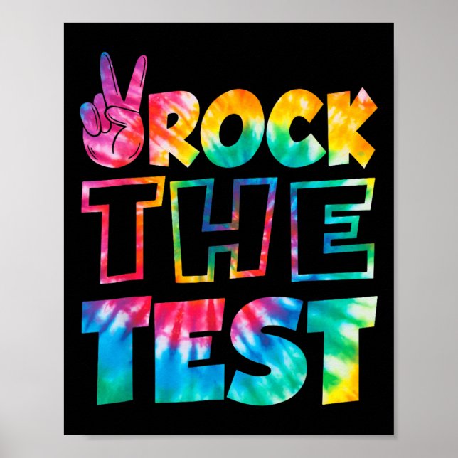 Rock The Test Testing Day Retro Motivational Teach Poster (Front)