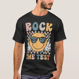 Rock The Test Testing Day Retro Smile Face Teacher T-Shirt