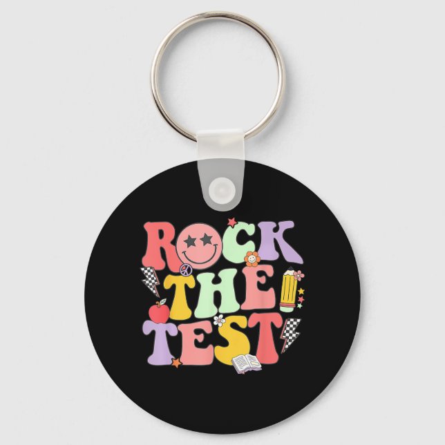 Rock The Test Testing Day Shirt For Teacher Studen Key Ring (Front)