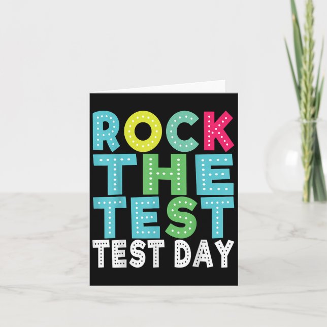 Rock The Test Testing Day Staar Motivational Teach Card (Front)