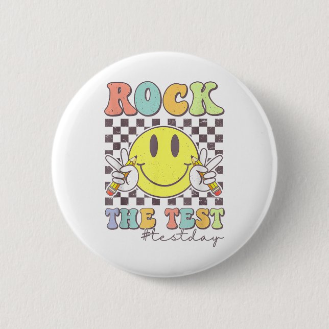 Rock The Test Testing Motivational Teacher  6 Cm Round Badge (Front)