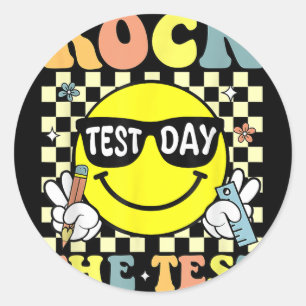 Rock The Test Testing Motivational Teacher Classic Round Sticker