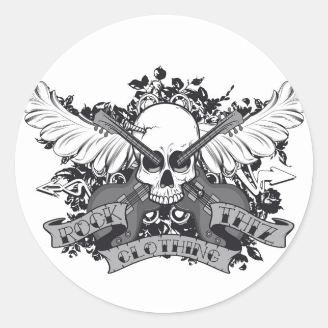 Rock Thiz Clothing Skull & Wings Stickers (Front)