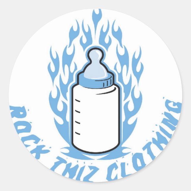 Rock Thiz Clothing Stickers Blue Baby Bottle (Front)