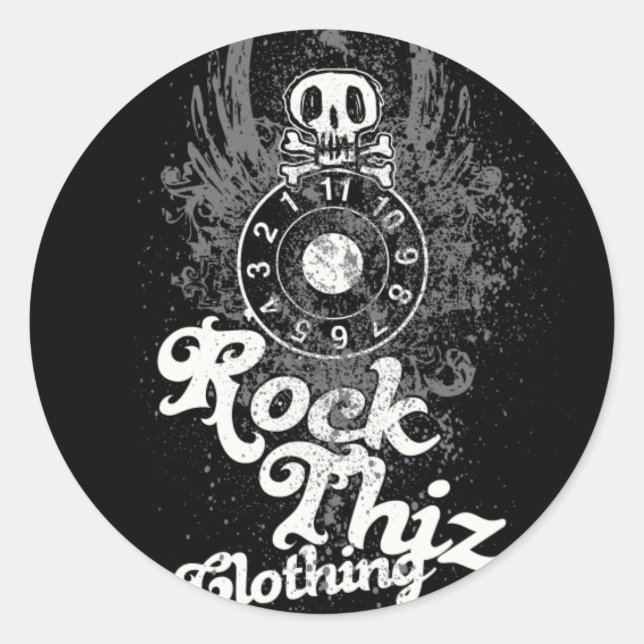Rock Thiz Clothing Stickers Skull & Numbers (Front)