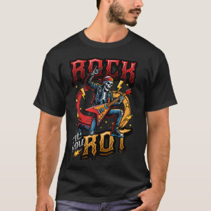 Rock Til You Rot Rock Music Guitar Skeleton T-Shirt