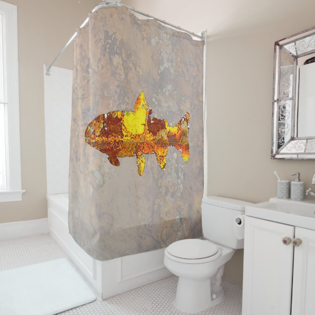 Rock Trout Shower Curtain (In Situ)