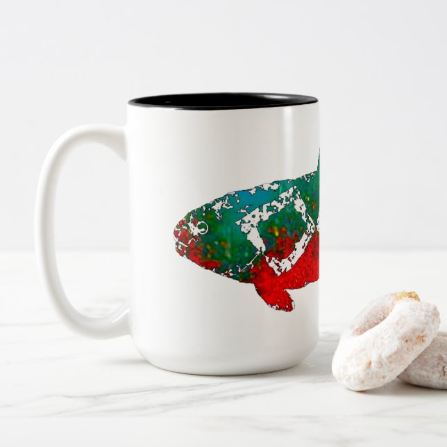 Rock Trout Two-Tone Coffee Mug (With Donut)