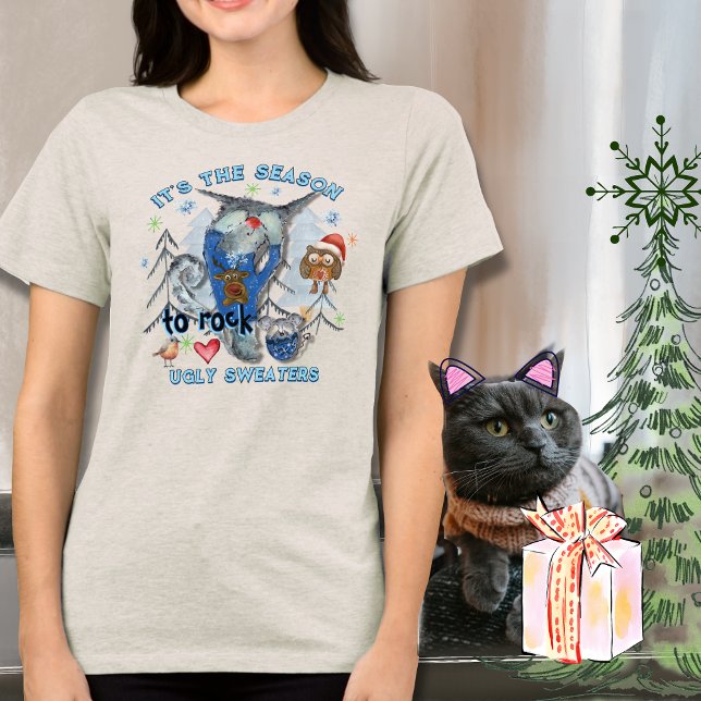 Rock Ugly Sweater Funny Cat & Mouse white (Rock Ugly Sweater Funny Cat & Mouse white)