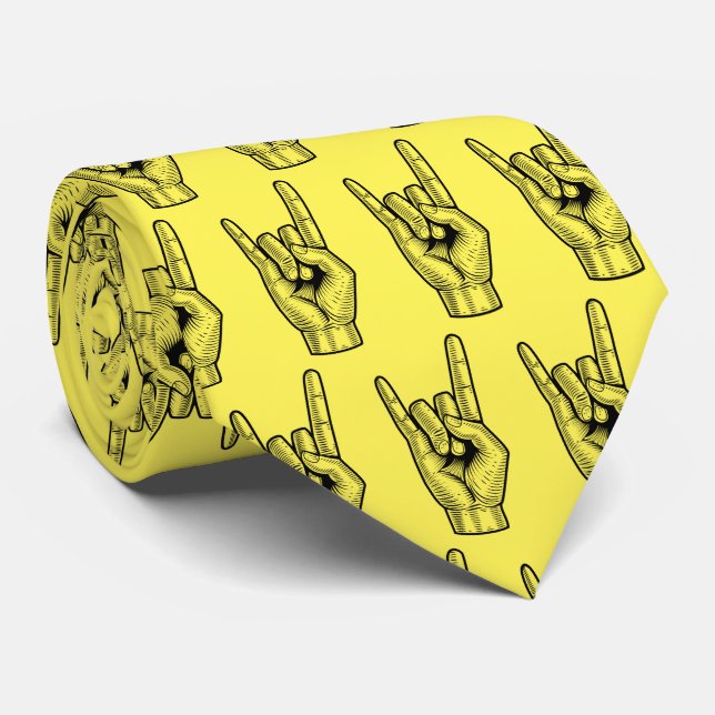 Rock Vibes: Retro Hand-Drawn Tie (Rolled)