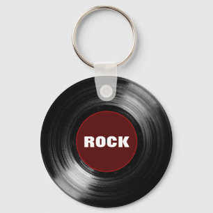 rock vinyl record key ring