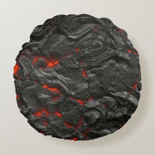 Rock volcanic hot lava burn boil round cushion