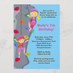 Rock Wall Climbing Birthday Party Invitation