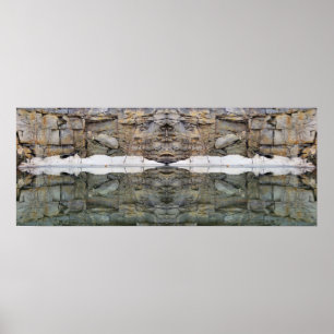 Rock Wall Reflections In Pond Mirror Abstract Poster