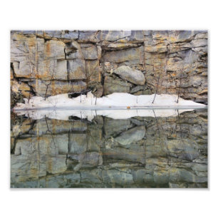 Rock Wall Reflections In Pond Nature 8x10 Photo Print