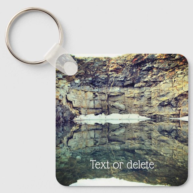 Rock Wall Water Reflection Personalised Key Ring (Front)