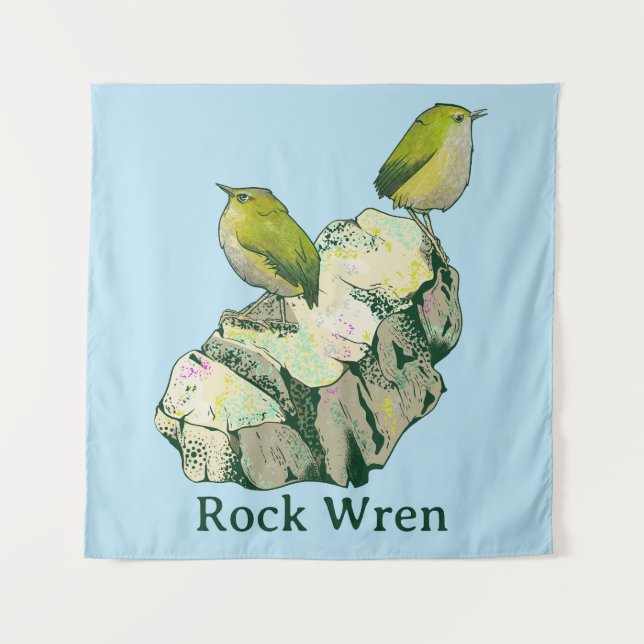 Rock Wren birds New Zealand Tapestry (Front)