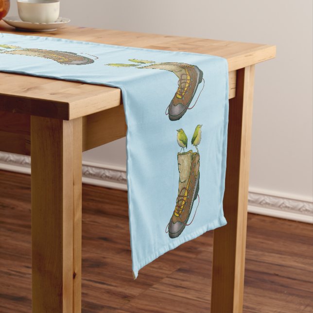 Rock Wren Tuke On a hiking boot Short Table Runner (In Situ)