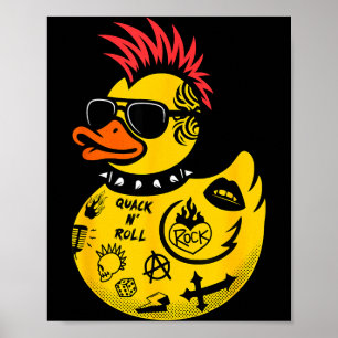 Rock Yellow Rubber Duck Men Women Kids Funny Duck  Poster