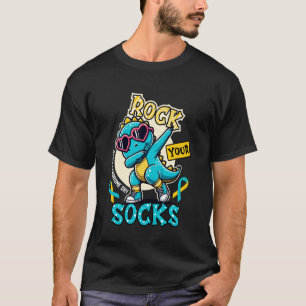 Rock Your Socks Down Syndrome Awareness Day Dinosa T-Shirt
