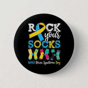 Rock Your Socks Down Syndrome Awareness Kid Boys G 6 Cm Round Badge