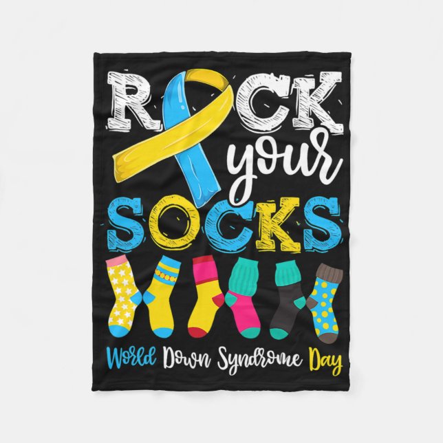 Rock Your Socks Down Syndrome Awareness Kid Boys G Fleece Blanket (Front)